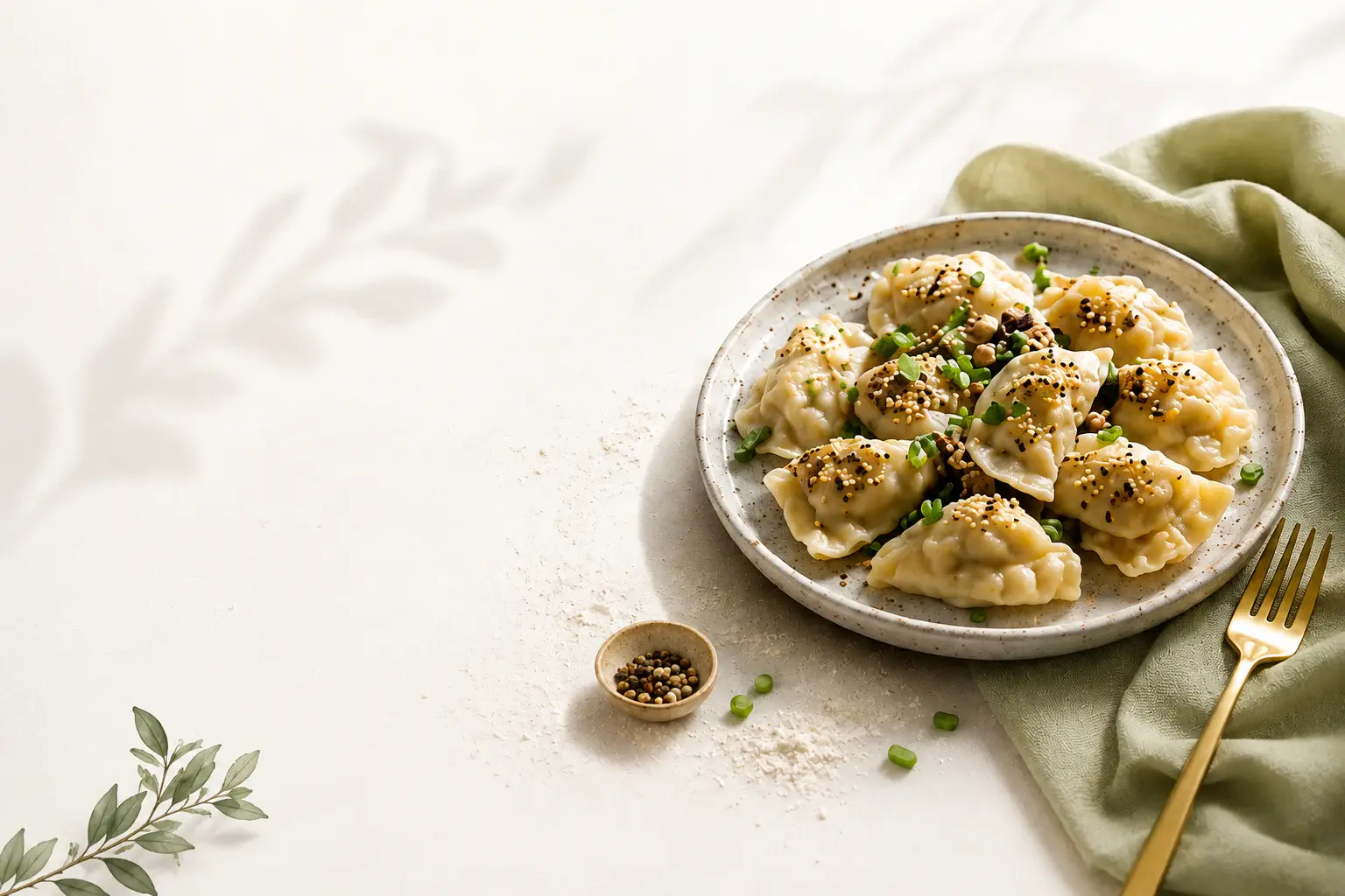 Pura Viva dumplings served with herbs and spices